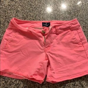 Neon pink midi stretch shorts